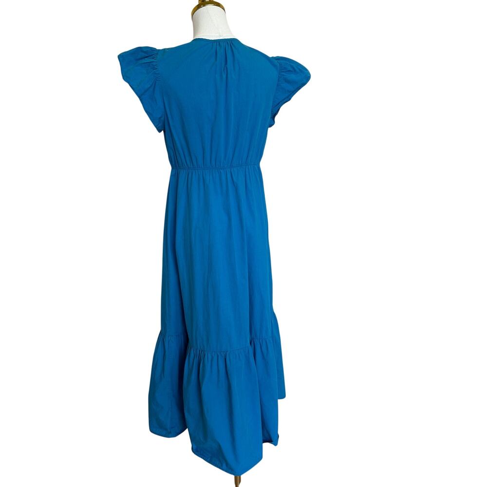 Rails Cerulean Blue Midi Dress SMALL Cottage Tiered Ruffle Cotton Designer $248 - Picture 9 of 11